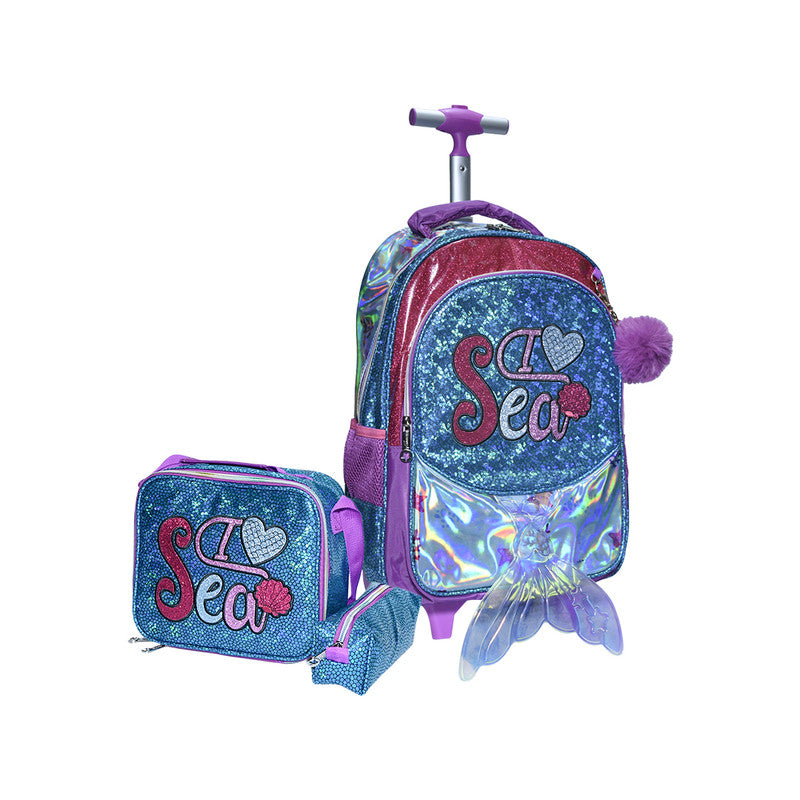 Fj School Bag Trolley Mermaid Set