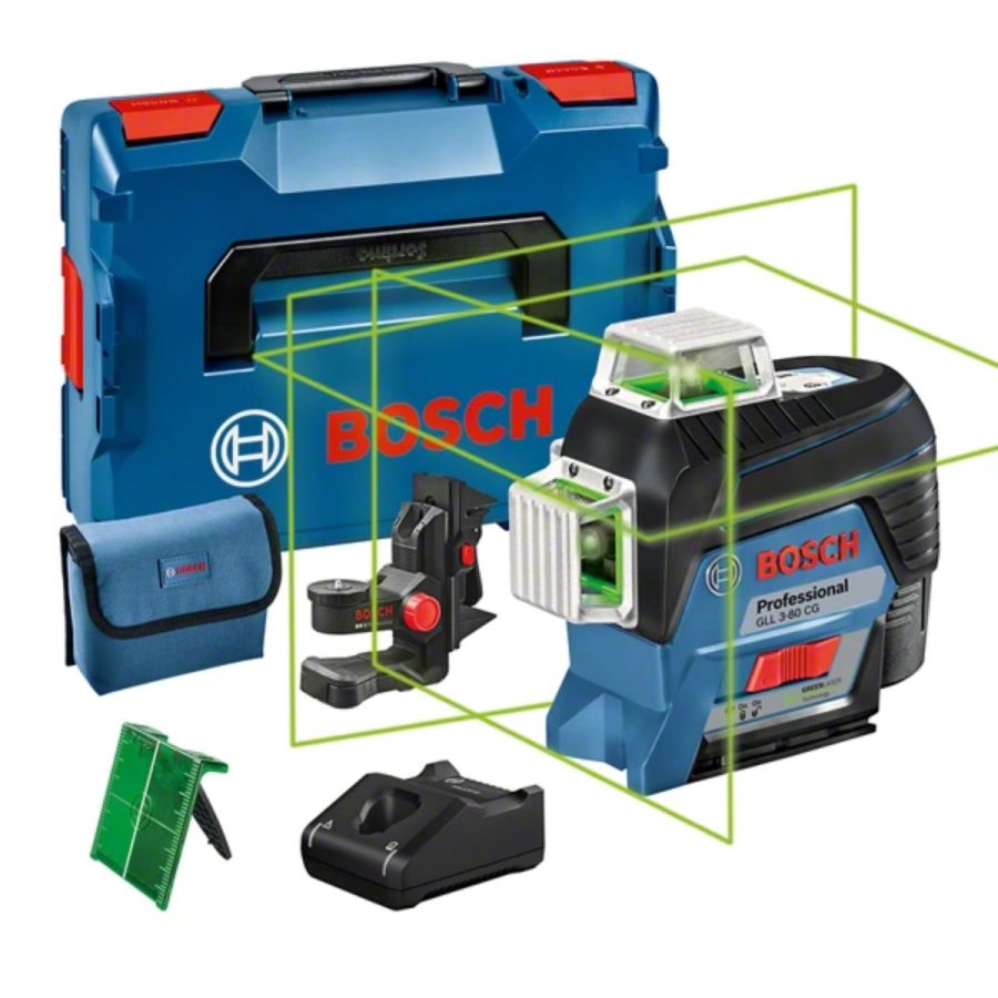 BOSCH | Professional Line Laser with Self Levelling 30m Range 120m Range with receiver, IP 54 (Blue) + BM1 | GLL 3-80 CG Qatar