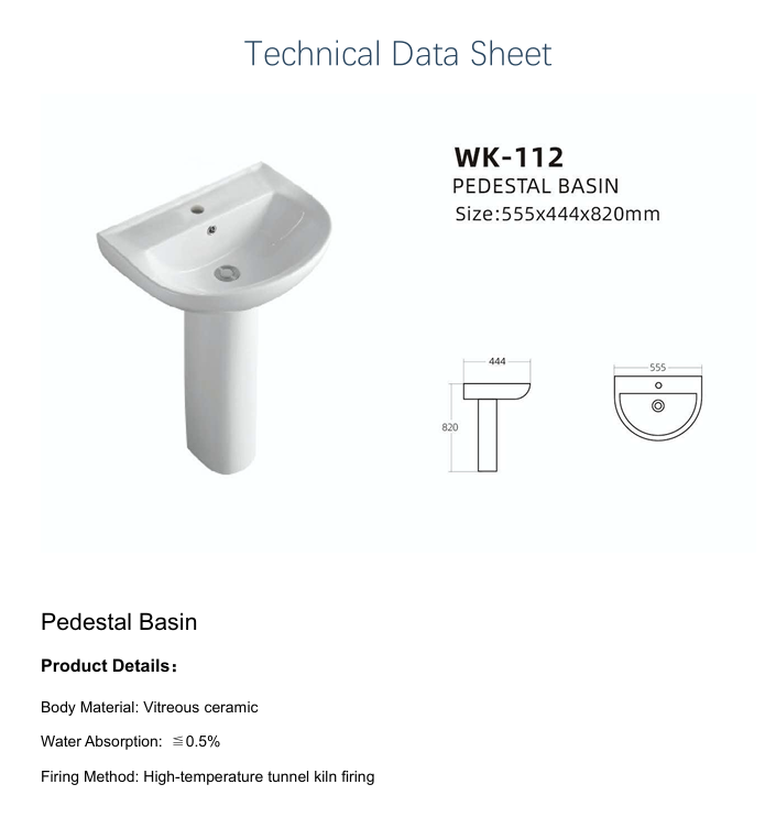 Pedestal Wash Basin 555*444*820