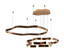 Pendant Lamp 1000+800+600 SS & Acrylic Brushed Gold LED 3000K