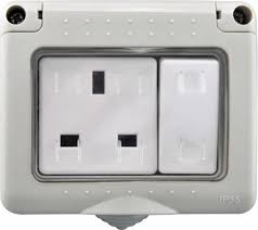 MODI Waterproof MD-HWD4009 D/FS-SS 1 Gang Switch Socket IP55 Weatherproof Electrical Outlet