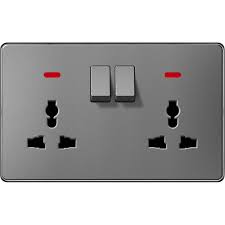 R409 V6 White V6-048 Switched Double 3 Pin Universal Socket with Neon – Modular Power Socket