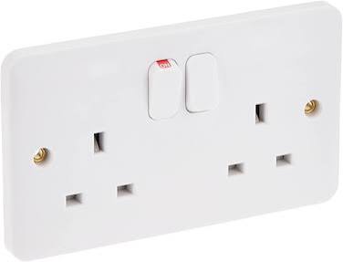 R470 MODI Bakelite 13A 2 Gang Switched Socket Single Pole MD-HWD5038 – Dual Outlet Wall Socket