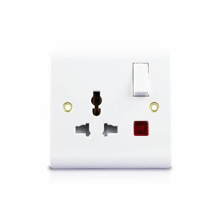 R092 MODI Bakelite 13A 1 Gang Switched Multi Function Socket with Neon MD-HWD5012 – Universal Wall Socket