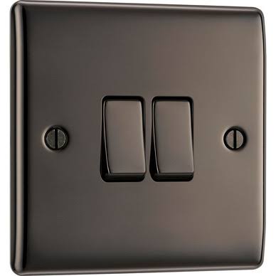 FE371 V7 Black V7-004 2 Gang 2 Way Plate Switch