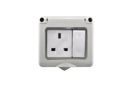 MODI Waterproof MD-HWD4013 D/FS-SAS 1 Gang Switch Socket IP55 Weatherproof Electrical Outlet