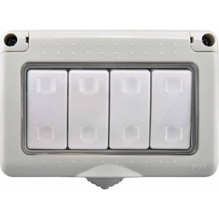 MODI Waterproof MD-HWD4005 D/FS-4GS 4 Gang 1 Way Switch Weatherproof Electrical Switch