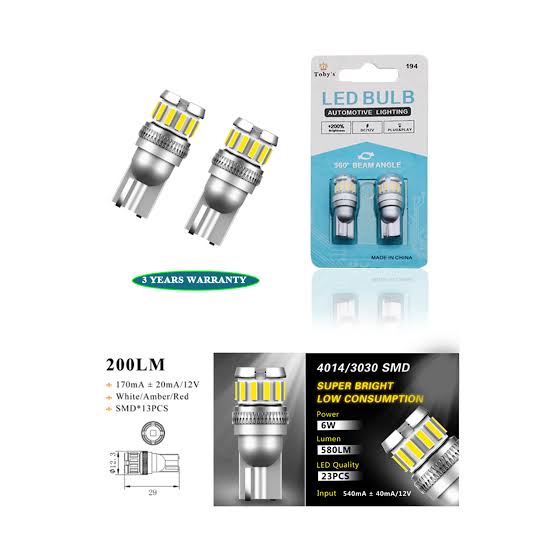 Toby T10 F2 13SMD-W White LED Automotive Bulb