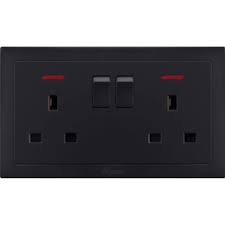 FE143 V1 Black V1-016 Double 13A Socket with Switch