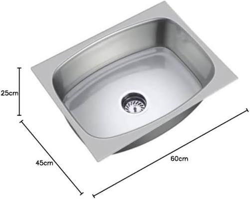 Single Top Kitchen Sink 60×45 cm – Silver