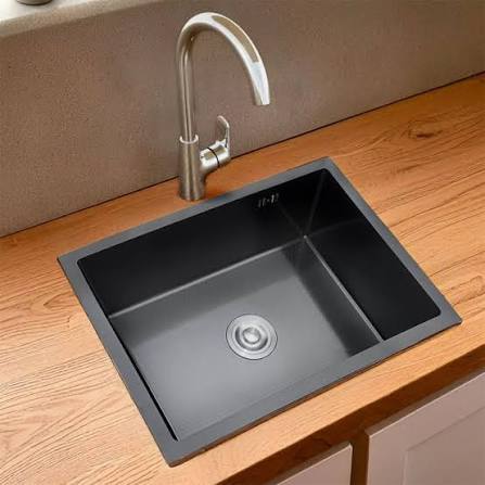 Single Top Kitchen Sink 60×45 cm – Black