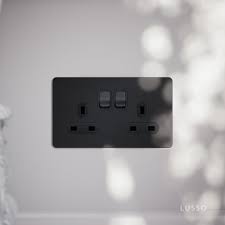 Black B029 250V 2Gang13A Switched Socket