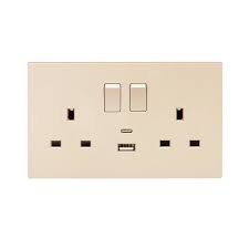 Double 13A Square Socket with Switch - DB127-WHITE