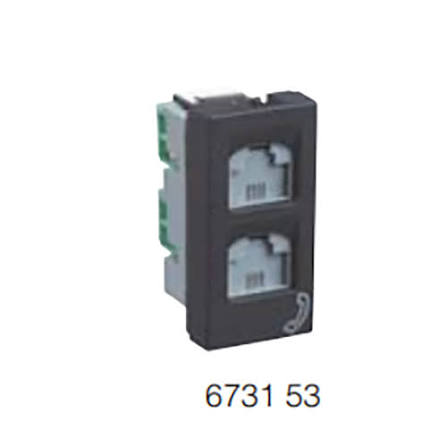 V5 Black V5-021 Double Telephone Socket