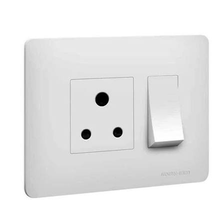 R401 V6 White V6-035 15A 1 Gang Switch + Socket with Neon – Modular Switch Socket Combo