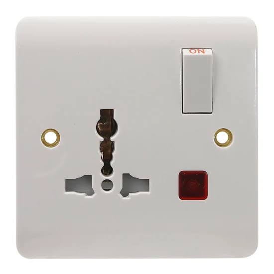 R404 V6 White V6-038 13A 1 Gang Switch + Multi-Function Socket with Neon – Premium Universal Power Outlet