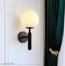 MLA0041 Black Metal Wall Light Black Metal with White Glass\ D150*320mm
