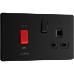 FE434 V7 Black V7-052 45A Cooker Switch & 13A Socket
