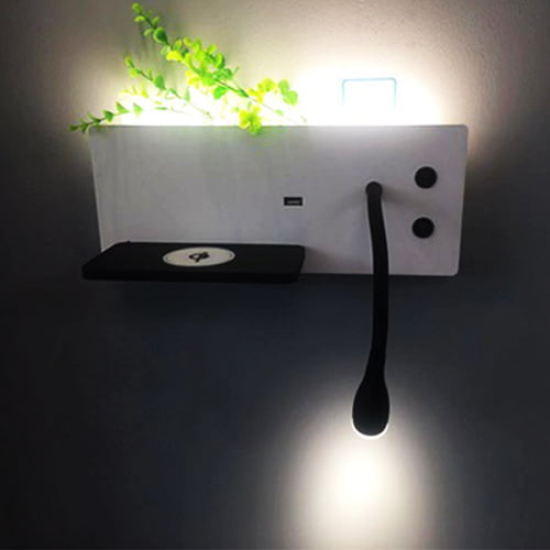 Wall Light With Wireless Charger And Usb Port