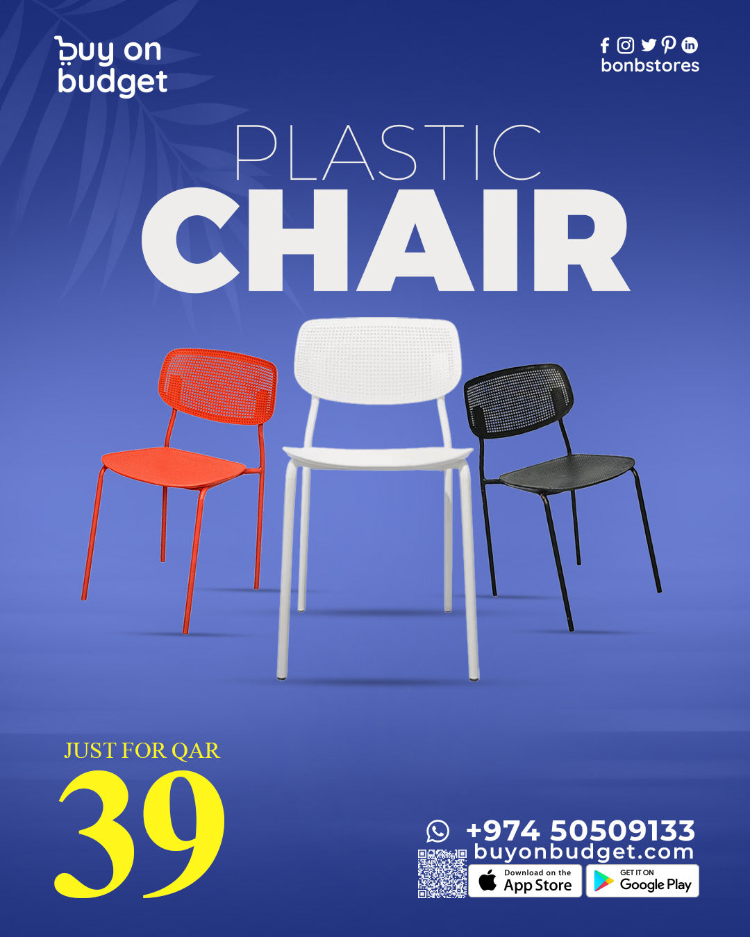 Plastic chair with backrest - Red (9030)