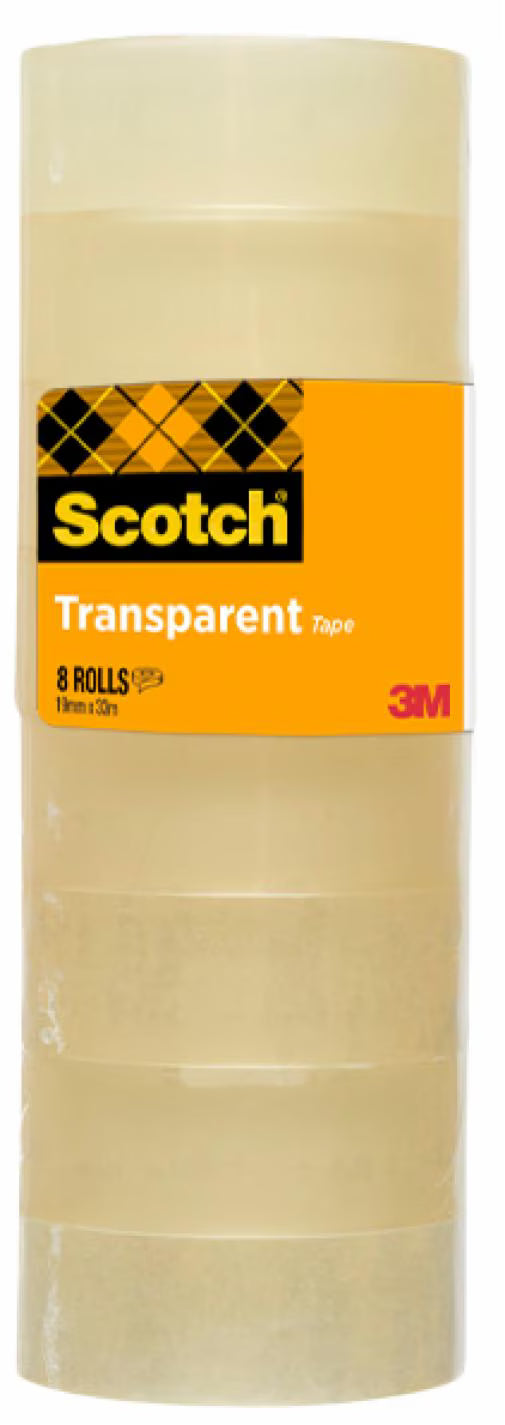 3M Scotch 508 Transparent Tape ,Easy To Tear ,19Mm X 33M ,8 Rolls/ Pack