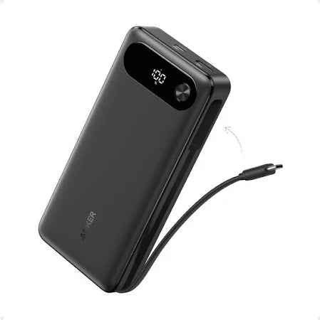Anker A1383H11 Power Bank (20K, 87W, Built -In USB-C Cable) Black