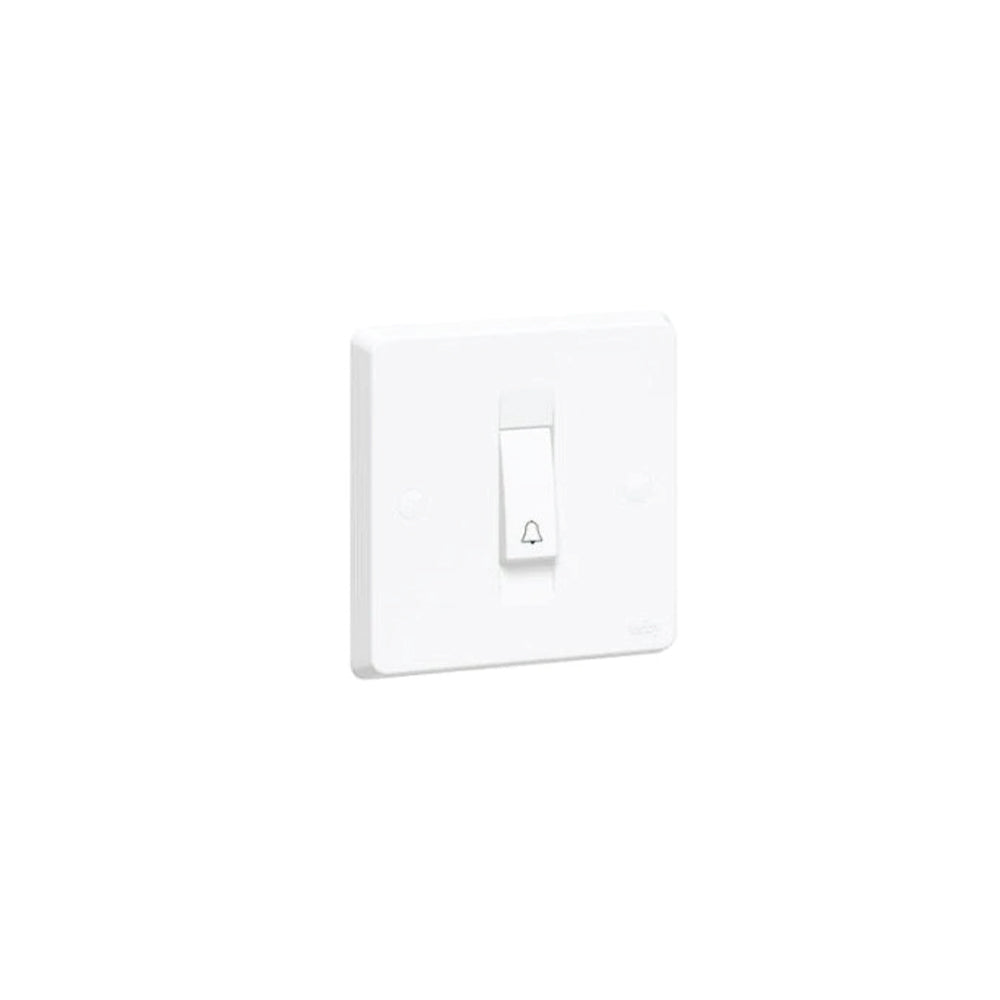 مفتاح ضغط Tenby 10a مُعلّم بـ Bell 1x1 أبيض