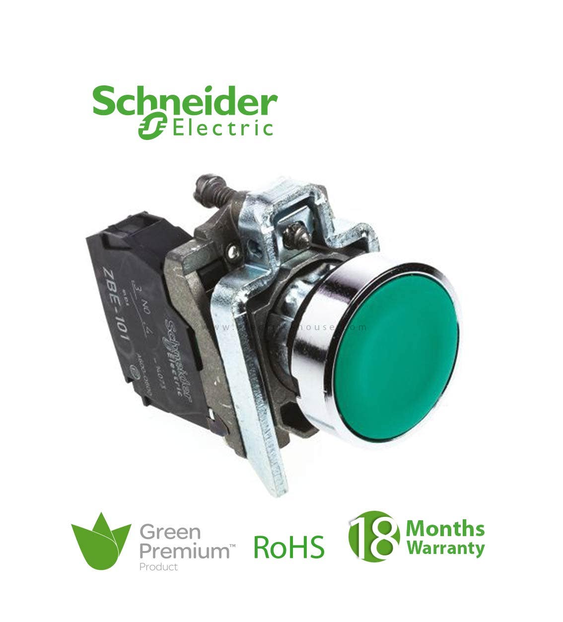SCHNEIDER – Green Flush Complete Pushbutton ?22 Spring Return 1No Unmarked, Supplier Part Number: XB4BA31 Qatar