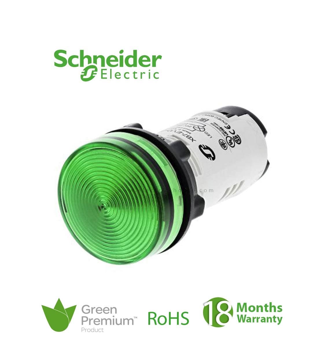 SCHNEIDER – Pilot Light, Led, Green, 230V, Supplier Part Number: XB7EV03MP Qatar