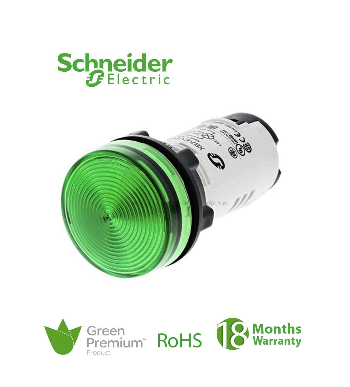 SCHNEIDER – Round Pilot Light ?22, Green, Ba 9S Base, 250 V, Screw Clamp Terminals, Supplier Part Number: XB7EV63P Qatar