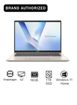 ASUS Vivobook 14 Laptop – Snapdragon X X126100 Purwa SE, 16GB RAM, 1TB SSD, 14″ Display, Platinum Gold