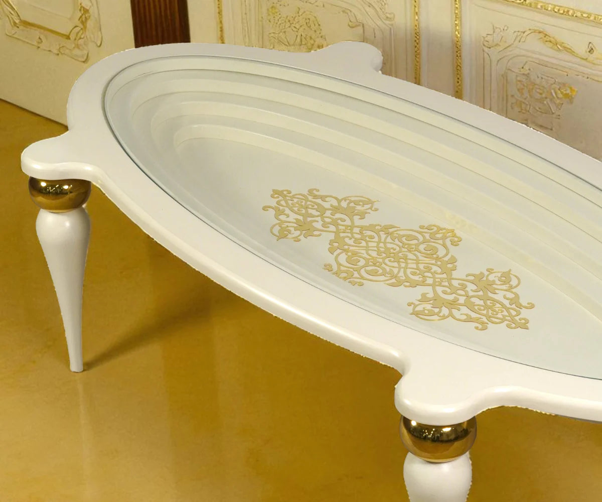 Center Table + Side Table Teapoy Combo - Gold Design