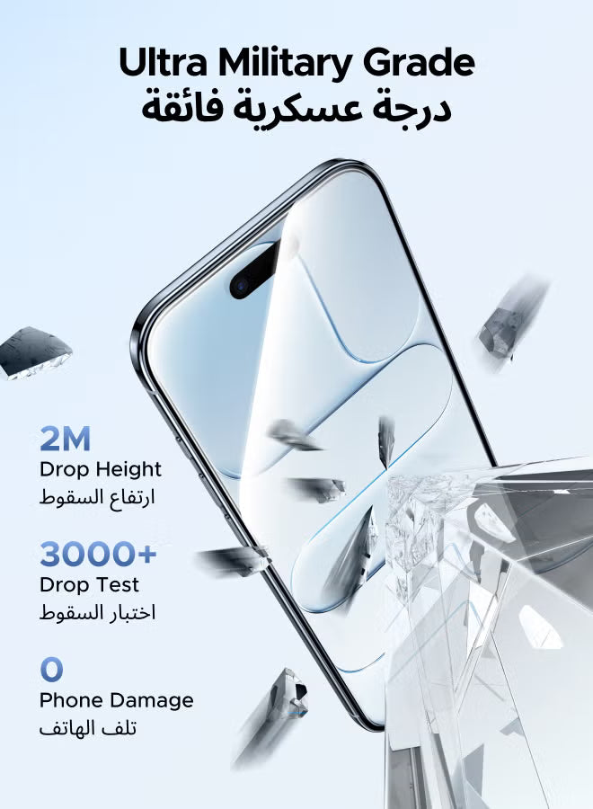 3 in 1 for iPhone Air Case, Built in 4 L-Arc Airbags, Military-Grade Protection, Ultra Clear, Shockproof iPhone Cover, with 2-Pack Ultra HD Screen Protector, Slim Case for Air 6.5"