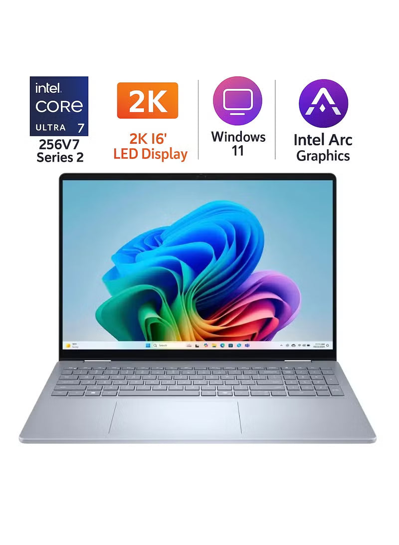 Dell 16 Plus 2-in-1 Upgraded Laptop 16-Inch 2K Touch, Intel Core Ultra 7 256V, 16GB LPDDR5X, 1TB SSD, Intel Arc Graphics, Wi-Fi 7, Thunderbolt 4, Copilot+ PC, Ice Blue