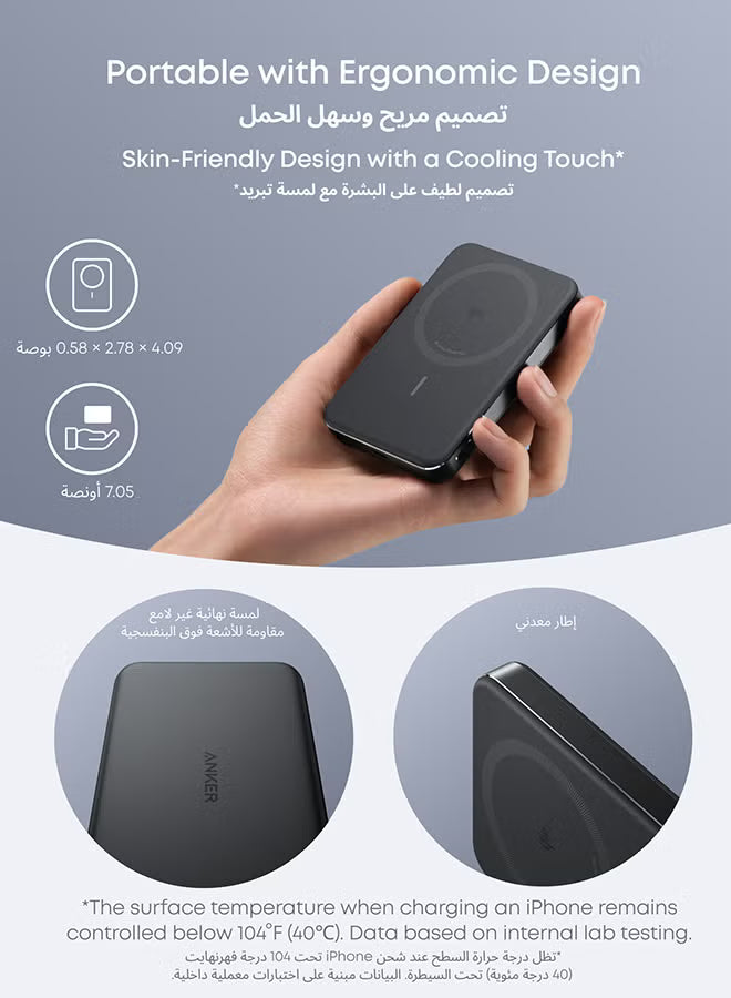 MagGo Power Bank, Ultra-Slim 10,000mAh Magnetic Portable Charger, Qi2 Certified 15W Ultra-Fast MagSafe-Compatible Battery Pack, PD 30W, Ergonomic Design, For iPhone 17/16/15/14 Series Only