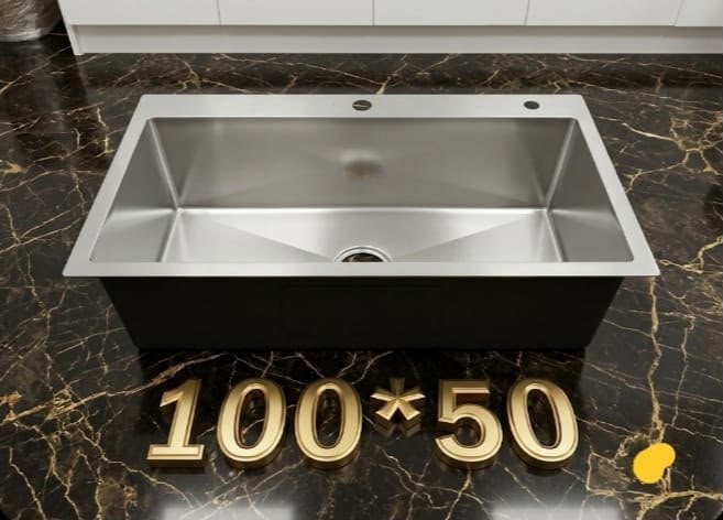 Silver Kitchen Sink 100x50 cm