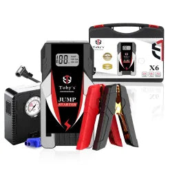 TOBY’S X6-COM Car Jump Starter with Compressor – 6000mAh, 22.2Wh, Portable Power Bank & Air Compressor