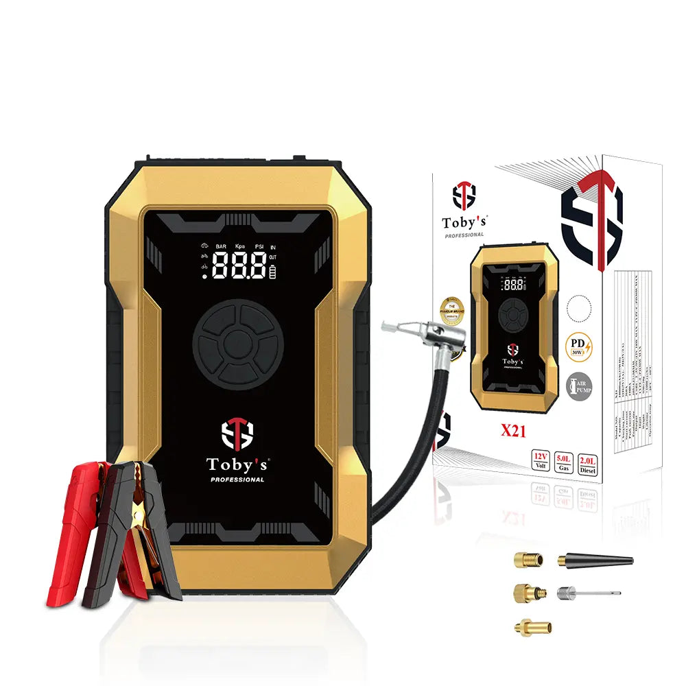 Toby’s X21 Jump Starter with Compressor for Cars 10000mAh 37Wh Power Bank