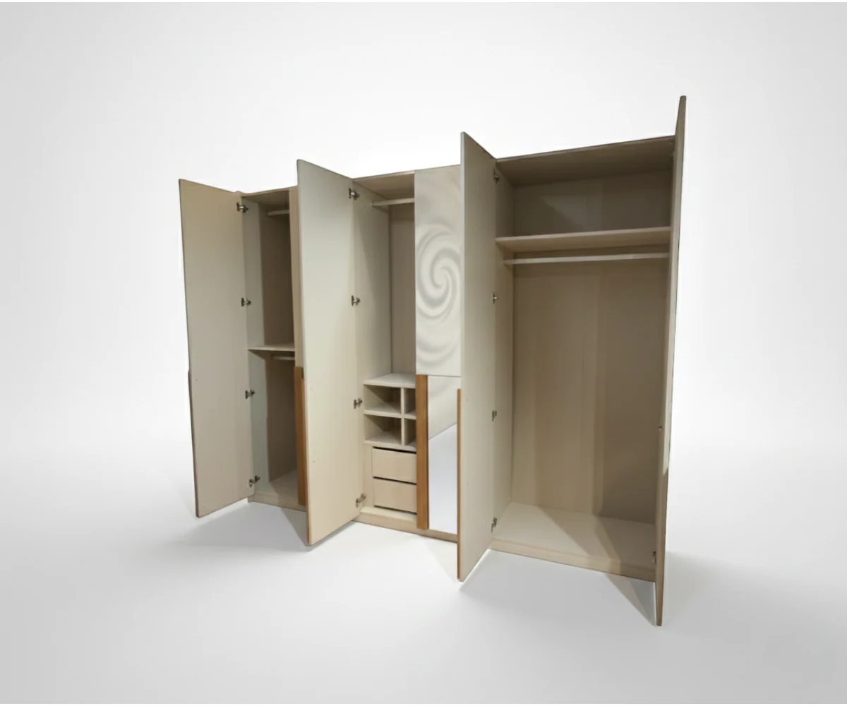 طقم غرفة نوم إزنيك مكون من 4 قطع – سرير بحجم كينج ووحدة تخزين 