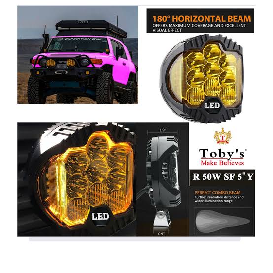 Toby’s 7-Inch 60W Yellow LED Headlight for Jeep Wrangler – 1 Piece