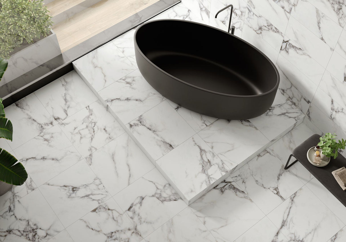 Tile Kaira White SAT Rect 600×600
