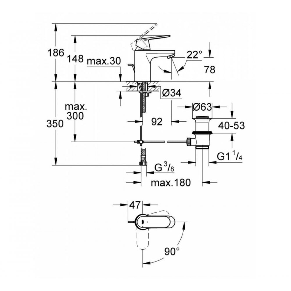 Grohe Eurosmart Cosmopolitan Basin Mixer 1/2″ S‑Size
