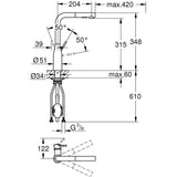 Grohe Essence Single Lever Pull‑Out Kitchen Sink Mixer Tap with Pull‑Out Spray