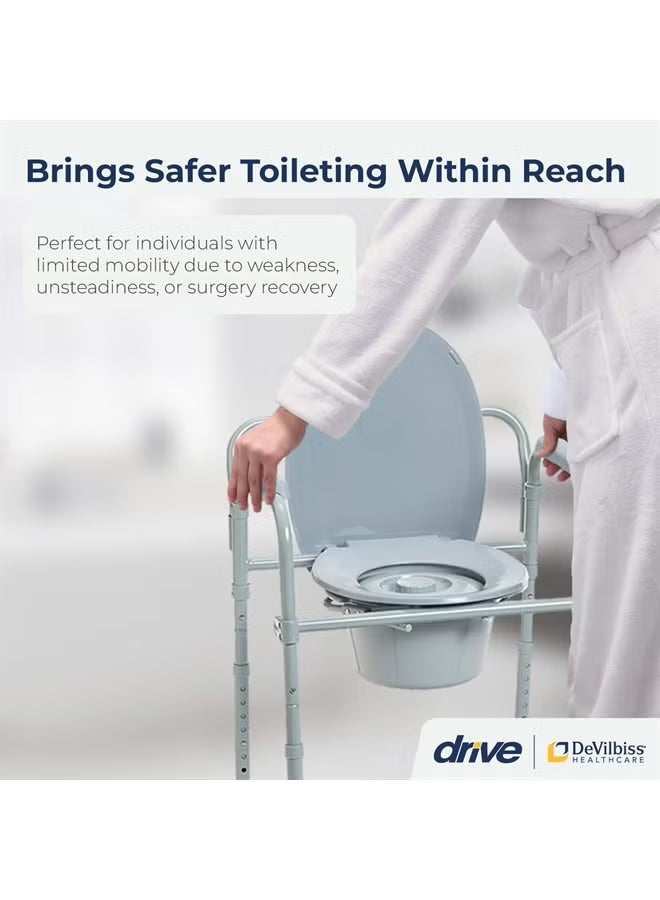 11148-1 Folding Steel Bedside Commode Chair