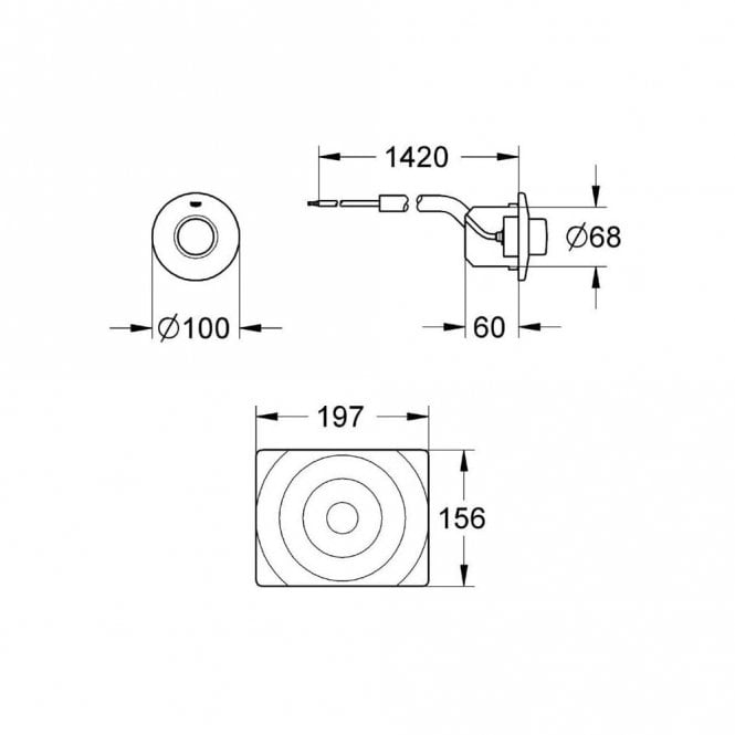 Grohe Air Flush Button With Surf Wall Plate – Chrome