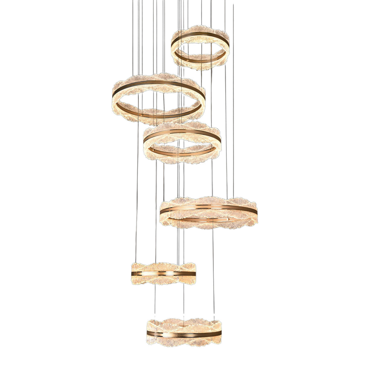 33207 Pendant Light 6 Rings L1200×H2600 Gold (3 Colors)