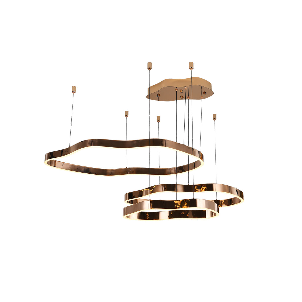Pendant Lamp 1000+800+600 SS & Acrylic Brushed Gold LED 3000K