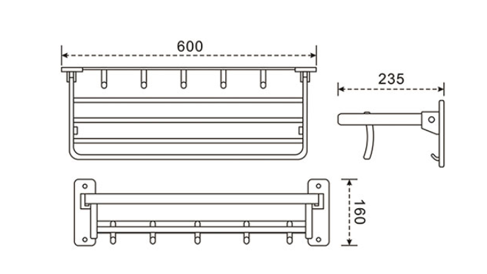 Double Towel Rack with Hook