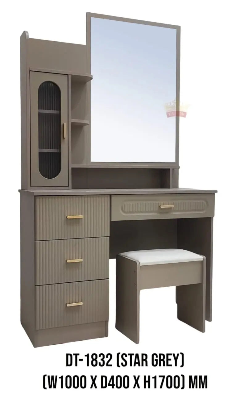 1832 Dressing Table – Star Grey, Stylish Bedroom Vanity & Storage Table