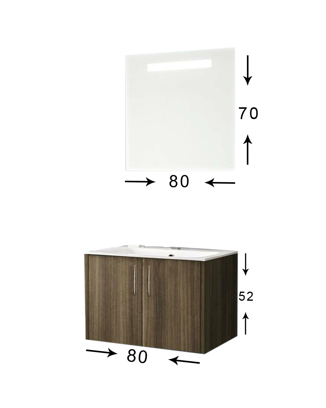 Elit 80cm Bathroom Cabinet (Anadolu Cevizi)